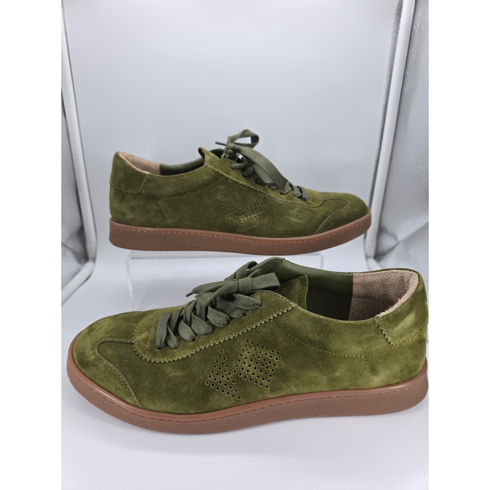 Koio Capri Olive Green Suede Low Top Sneakers Mens 43 Gum Sole US 10 Luxury